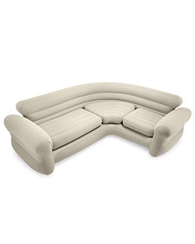 Intex 68575EP Inflatable Corner Sofa: L-Shaped – Indoor Use – 2-in-1 Valve – 880lb Weight Capacity – 101” x 80” x 30”